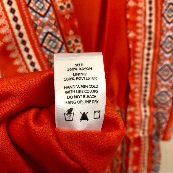 Sadie & Sage Red Orange Popover Aztec Boho Romper - Picture 8 of 10